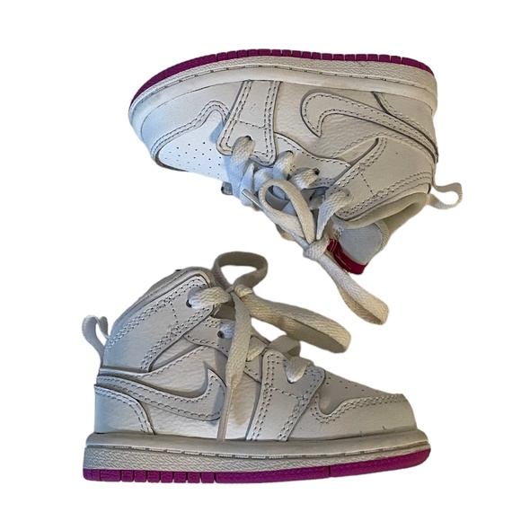 Nike Jordan Jumpman 1 Mid Rise Toddler Sneakers White & Fuschia Size 4 (Childs) - Picture 6 of 14